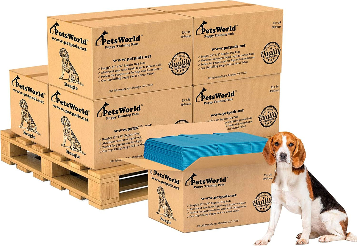 PETSWORLD Puppy Pads, 23x36 Inch, 1800 Count - Puppy Pee Pads for Dogs, Tear Resistant, Economy