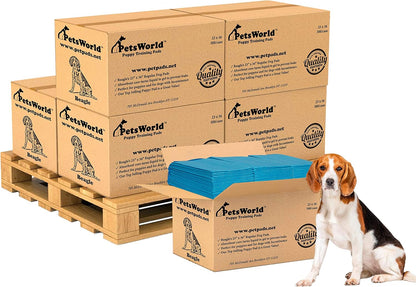 PETSWORLD Puppy Pads, 23x36 Inch, 1800 Count - Puppy Pee Pads for Dogs, Tear Resistant, Economy