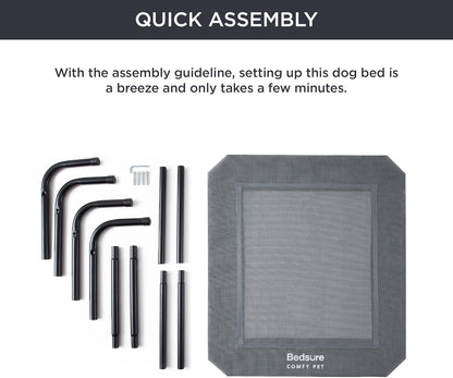 Bedsure Outdoor Elevated XL Dog Bed, Portable Indoor & Outdoor Cooling Raised Cot Pet Hammock Bed