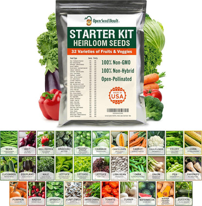 Open Seed Vault 15,000 Non GMO Heirloom Vegetable Seeds for Planting Vegetables and Fruits - 32