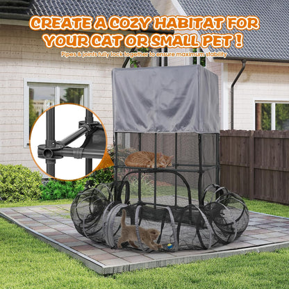 Catio Outdoor Cat Enclosure for Cats & Small Animals, Pet Playpen Cat Climber with Removable Pet