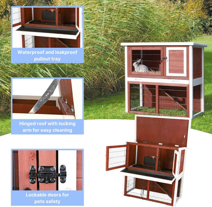 TRIXIE natura Outdoor Rabbit Hutch with Run - 2-Story Rabbit Cage with Non-Slip Ramp - Medium