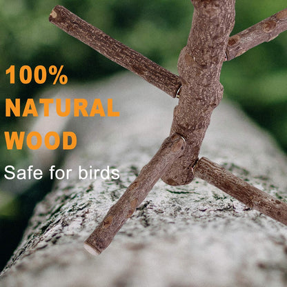 Bird Perch Stand Toy, Natural Wood Parrot Perch Bird Cage Branch Perch Accessories for Parakeets