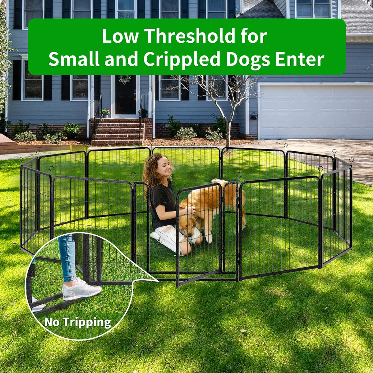 Dog Playpen Outdoor Extra Wide 16 Panels Heavy Duty Dog Fence 32" Height Anti-Rust with Doors