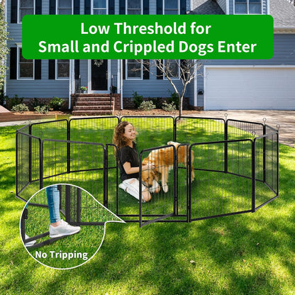Dog Playpen Outdoor Extra Wide 16 Panels Heavy Duty Dog Fence 32" Height Anti-Rust with Doors
