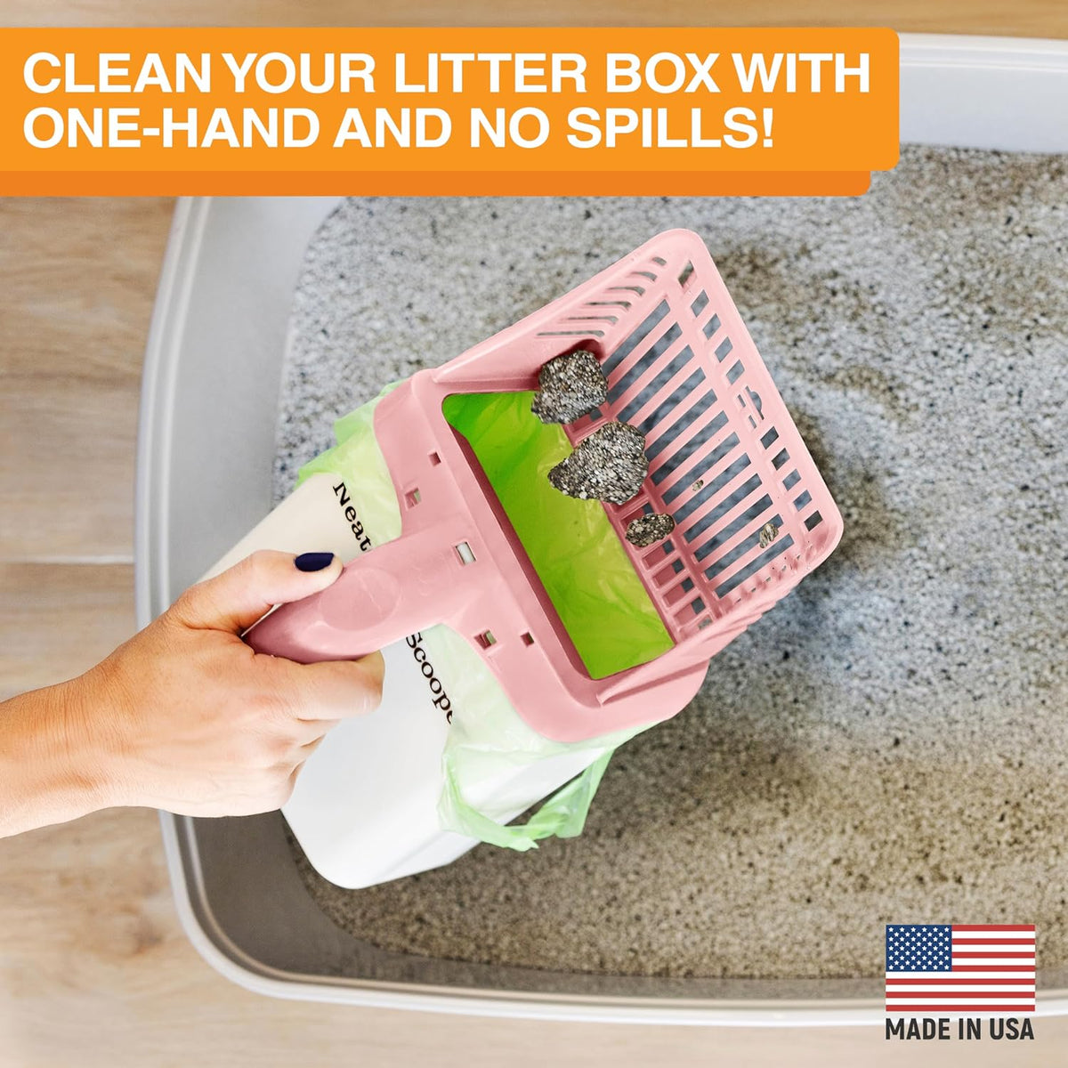 Neater Pet Brands Neater Scooper Standard Cat Litter Scoop, 60 Refill Bags – Mess-Free Cat Litter