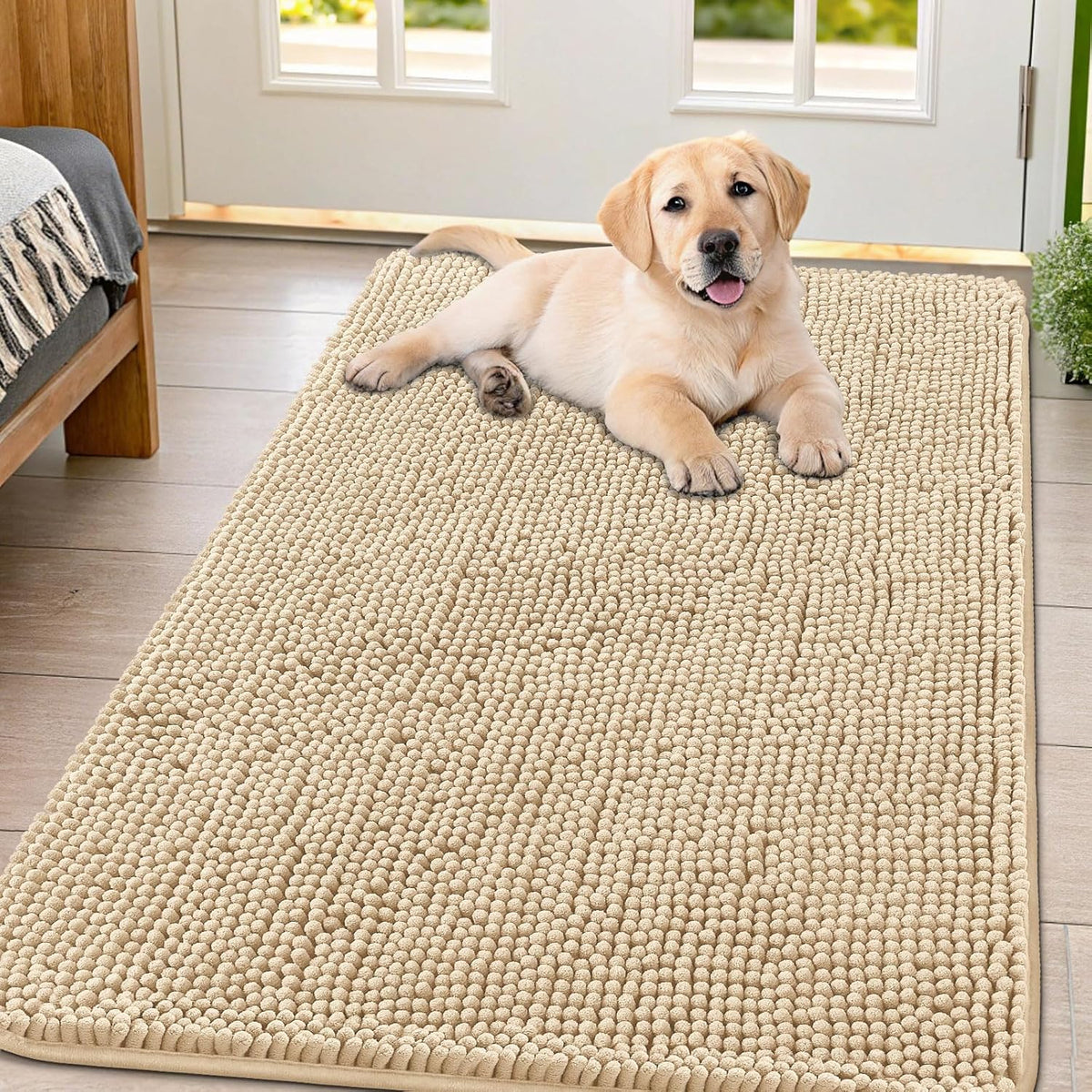 Smiry Dog Door Mat for Muddy Paws 54x32, Absorbs Moisture and Dirt Doormat, Non-Slip Washable Quick