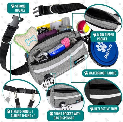 PetAmi Hands Free Dog Leash, Running Leash Belt Walking, Jogging, Waist Zipper Pouch with Poop Bag