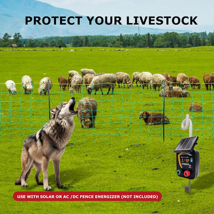 Electric Fence Netting, 164'L x 35.4" H Electric Fence Kit for Livestock, Goat, Dog, Hogs, Double