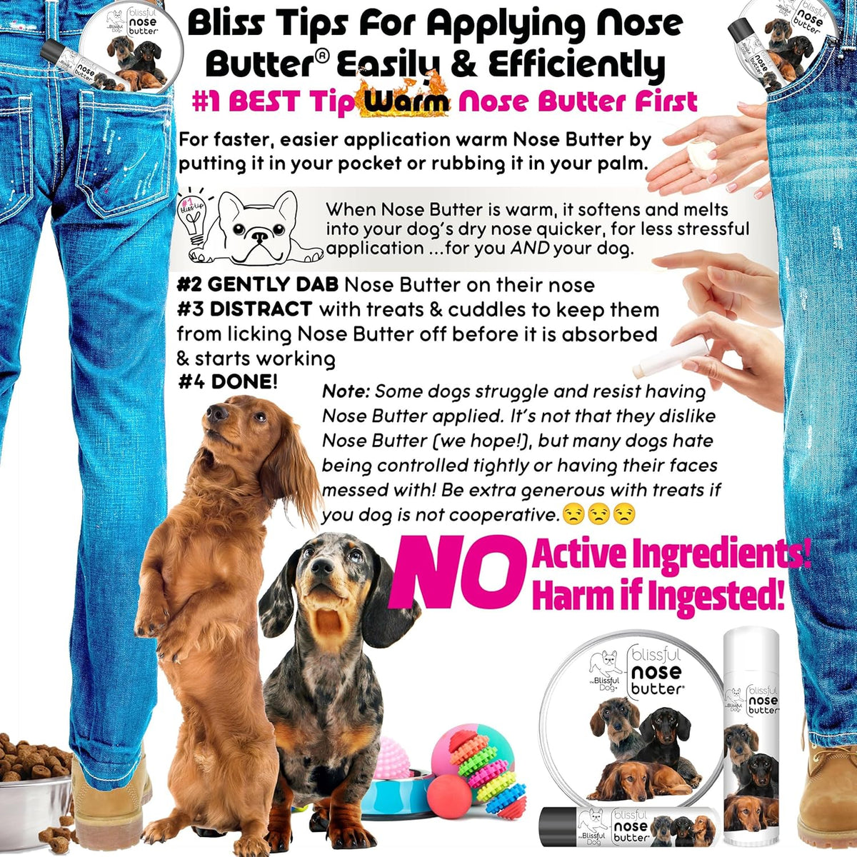 The Blissful Dog Daschund Nose Butter for Dry, Cracked Skin, Lick-Safe Dog Nose Balm with