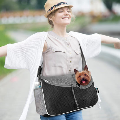 PetAmi Small Dog Sling Carrier, Soft-Sided Crossbody Puppy Carrying Purse Bag, Adjustable Sling Pet
