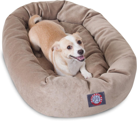 Majestic Pet 32 Inch Micro Velvet Calming Dog Bed Washable 32x23x7 (inch) – Cozy Soft Round Donut