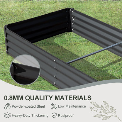 Domi Galvanized Raised Garden Bed, 8x4x1Ft Thickening Metal Planter Box for Vegetables Bottomless