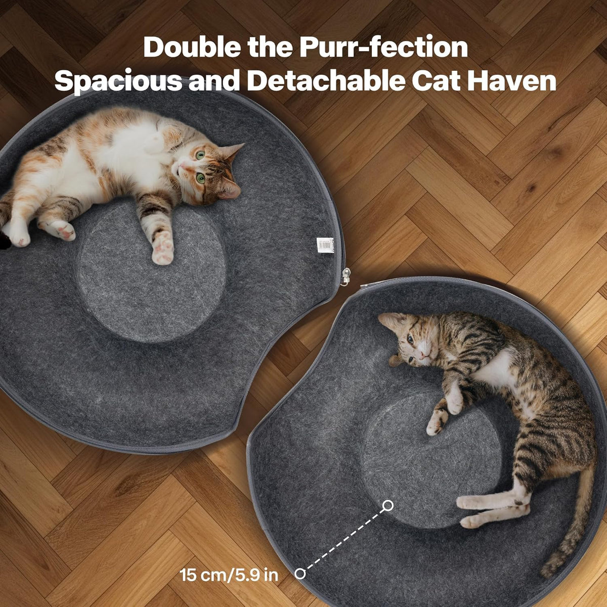 Pawise Peekaboo Cat Cave Donut Tunnel Bed, Cat Tunnel Bed,Bonus Separate Pom-Pom Bell Toy (Not