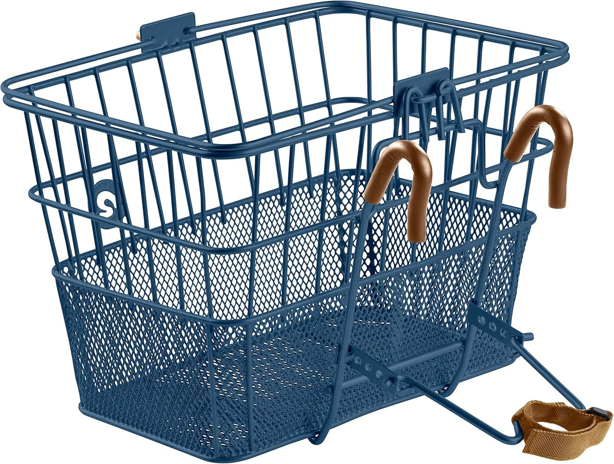 Retrospec Apollo Detachable Front Bike Basket Steel Half-Mesh with Integrated Detachable Hooks and