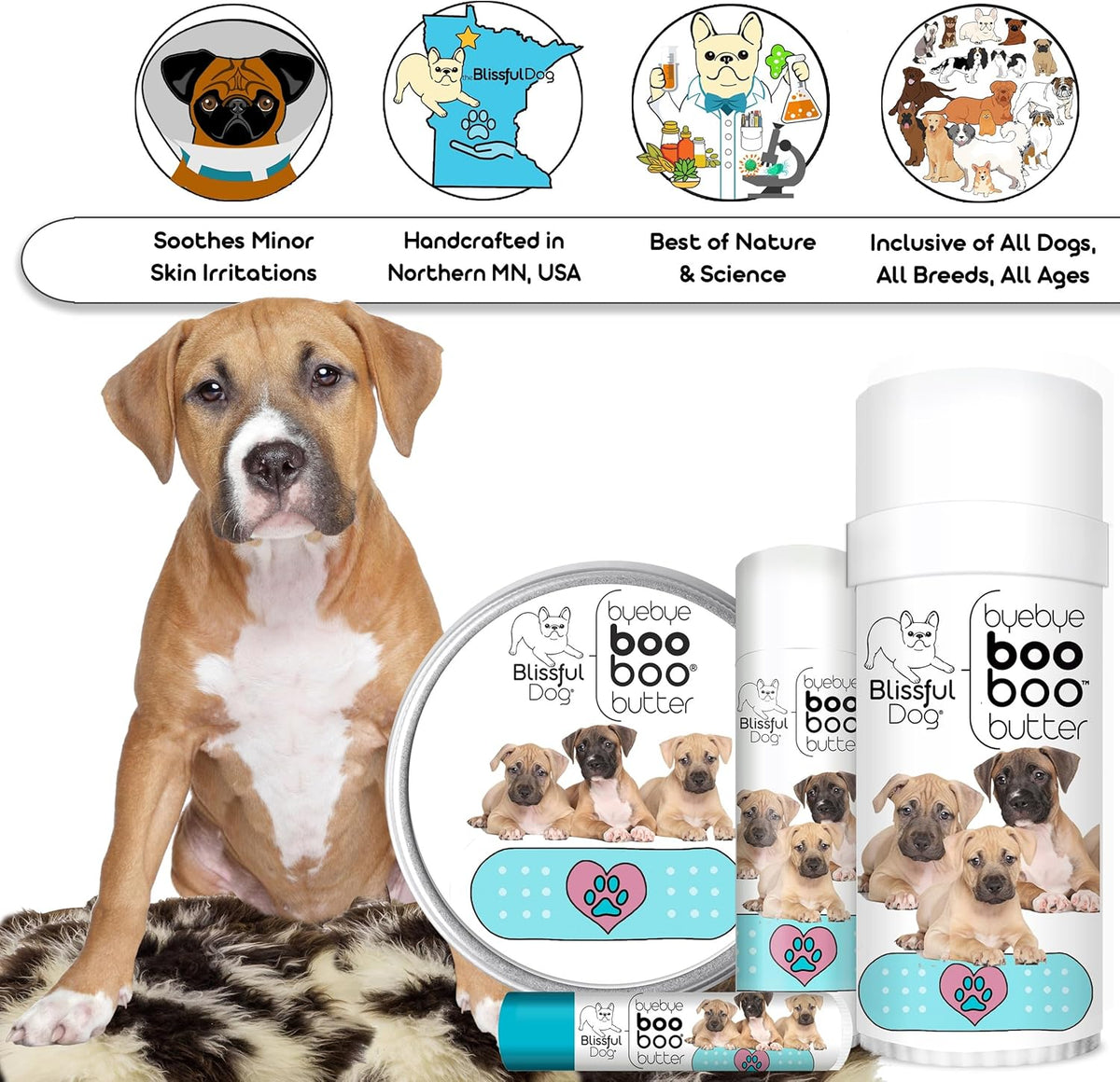The Blissful Dog 8 oz TIN American Staffordshire Terrier Booboo Butter
