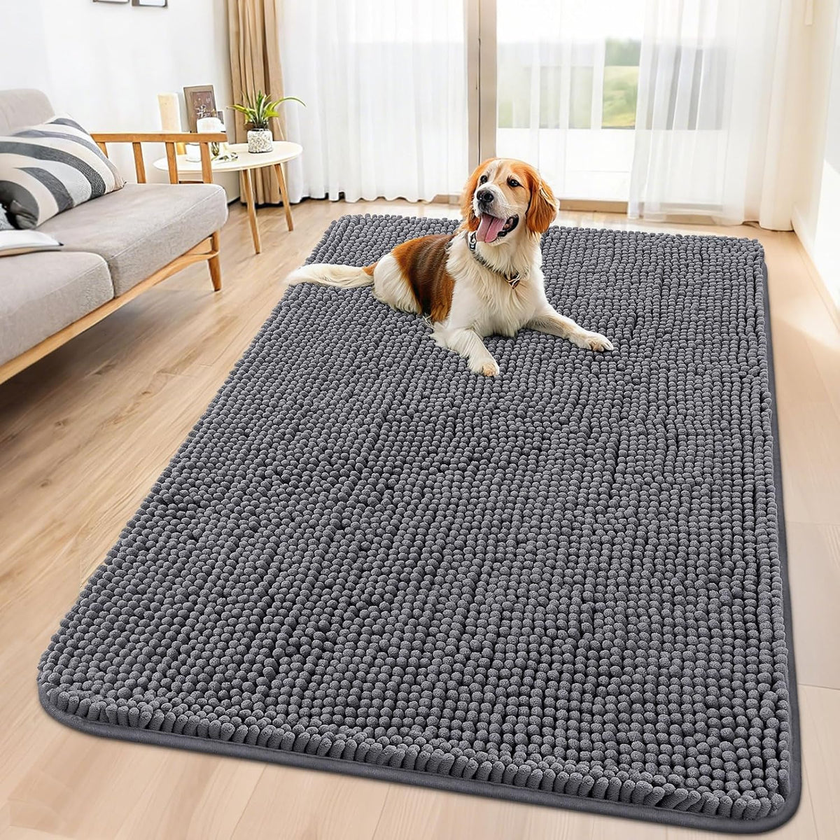Smiry Dog Door Mat for Muddy Paws 59x35, Absorbs Moisture and Dirt Doormat, Non-Slip Washable Quick