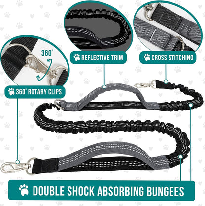 PetAmi Hands Free Dog Leash, Dog Running Leash Belt for Walking, Jogging, Dog Waist Zipper Pouch