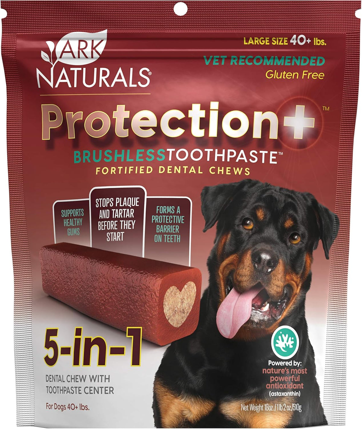 Ark Naturals Protection+ Brushless Toothpaste – Large Breeds, 18oz Bag – Dog Dental Chew with