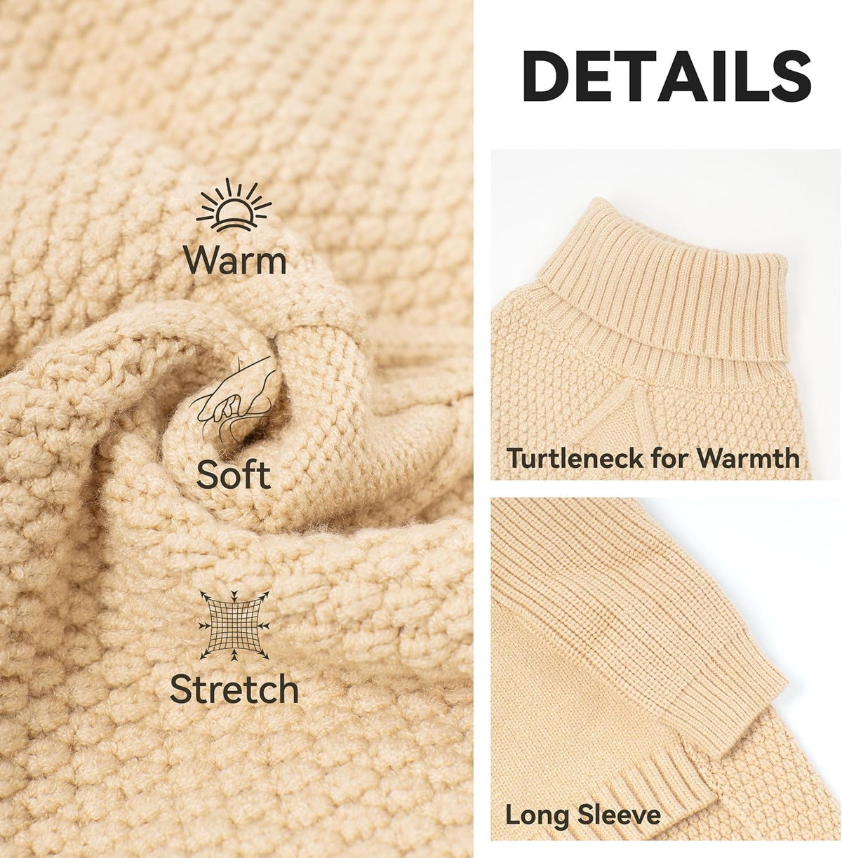 cyeollo 4XL Dog Sweater,Pullover Turtleneck for Large Dogs Classic Knitwear Fall Winter Cold