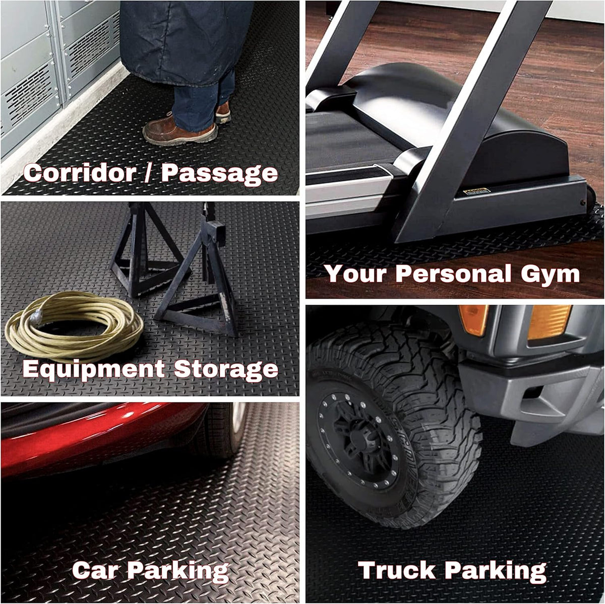 SEAL 4 x 6 Ft Premium Garage Floor Mat, Solid 2.8mm Thickened Black Commercial Grade Heavy Duty