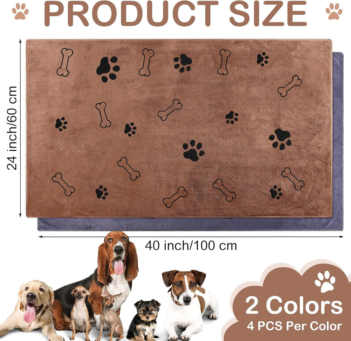 Chumia 8 Pcs Dog Towels for Drying Dogs Cats Pet Towels Bulk Puppy Microfiber Quick Drying Paw Bath