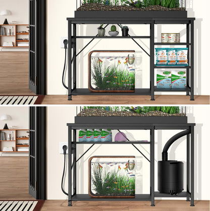 55-75 Gallon Fish Tank Stand: Heavy Duty Aquarium Stand with Power Outlets and Cabinet for Fish