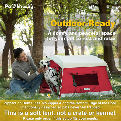 Dog Tent Cotton Fabric, Aluminum Poles and Camping Mat, Outdoor Weatherproof, Dog House Outdoor