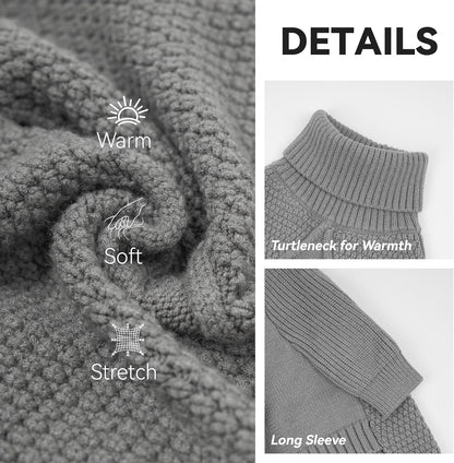 cyeollo Dog Sweater Warm Turtleneck Knitted Sweaters with Sleeve Winter Dog Clothes Sweaters for