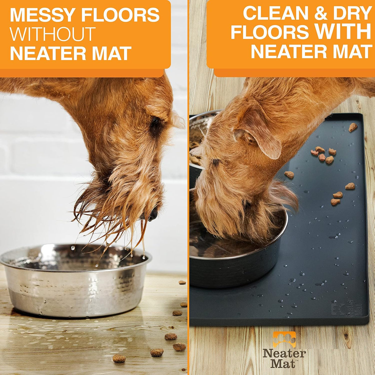 Neater Pet Brands Neater Mat Pet Mats for Food and Water, Cat & Dog Bowl Mat Waterproof Silicone
