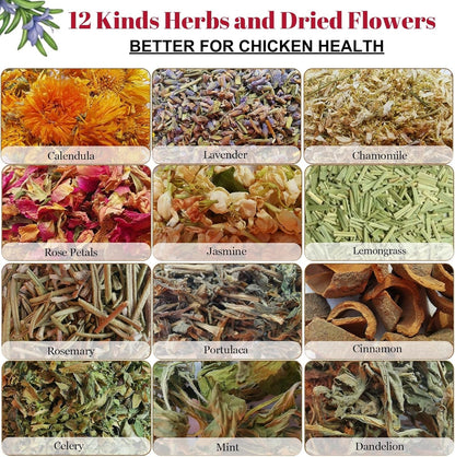 21 oz Chicken Nesting Herbs Flowers - 1.3lb Poultry Blend Herbs 12 Premium Nesting Box Herbs for