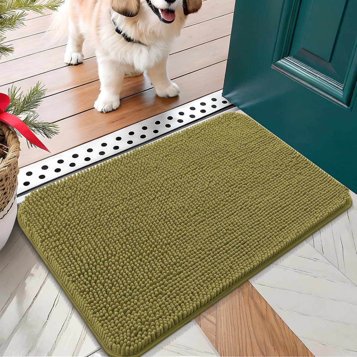 OLANLY Dog Door Mat for Muddy Paws 24x16, Absorbs Moisture and Dirt, Absorbent Non-Slip Washable