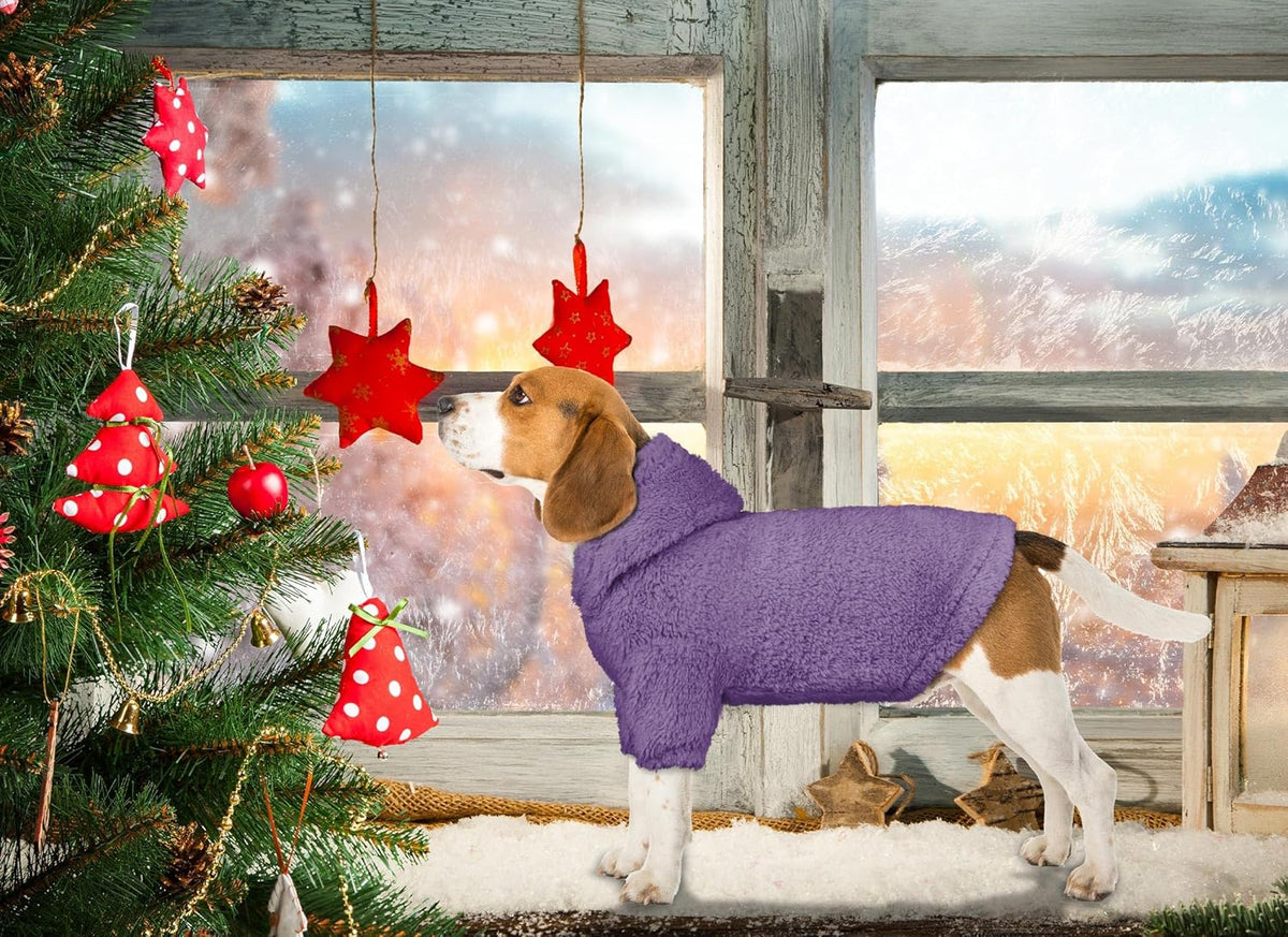 Fuzzy Dog Sweaters for Medium Dogs Dog Hoodie Sweater Clothes Warm Soft Cozy Pet Coats Hooded
