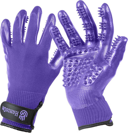 H HandsOn Pet Grooming Gloves - Patented #1 Ranked, Award Winning Shedding, Bathing, & Hair Remover