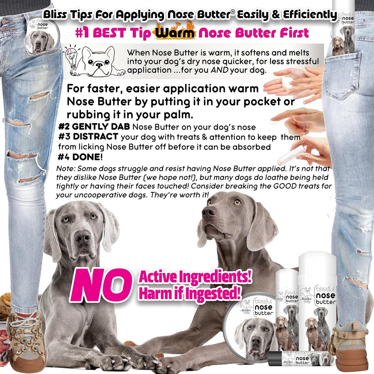 The Blissful Dog Weimaraner Nose Butter for Dry, Cracked Skin, Lick-Safe Dog Nose Balm with