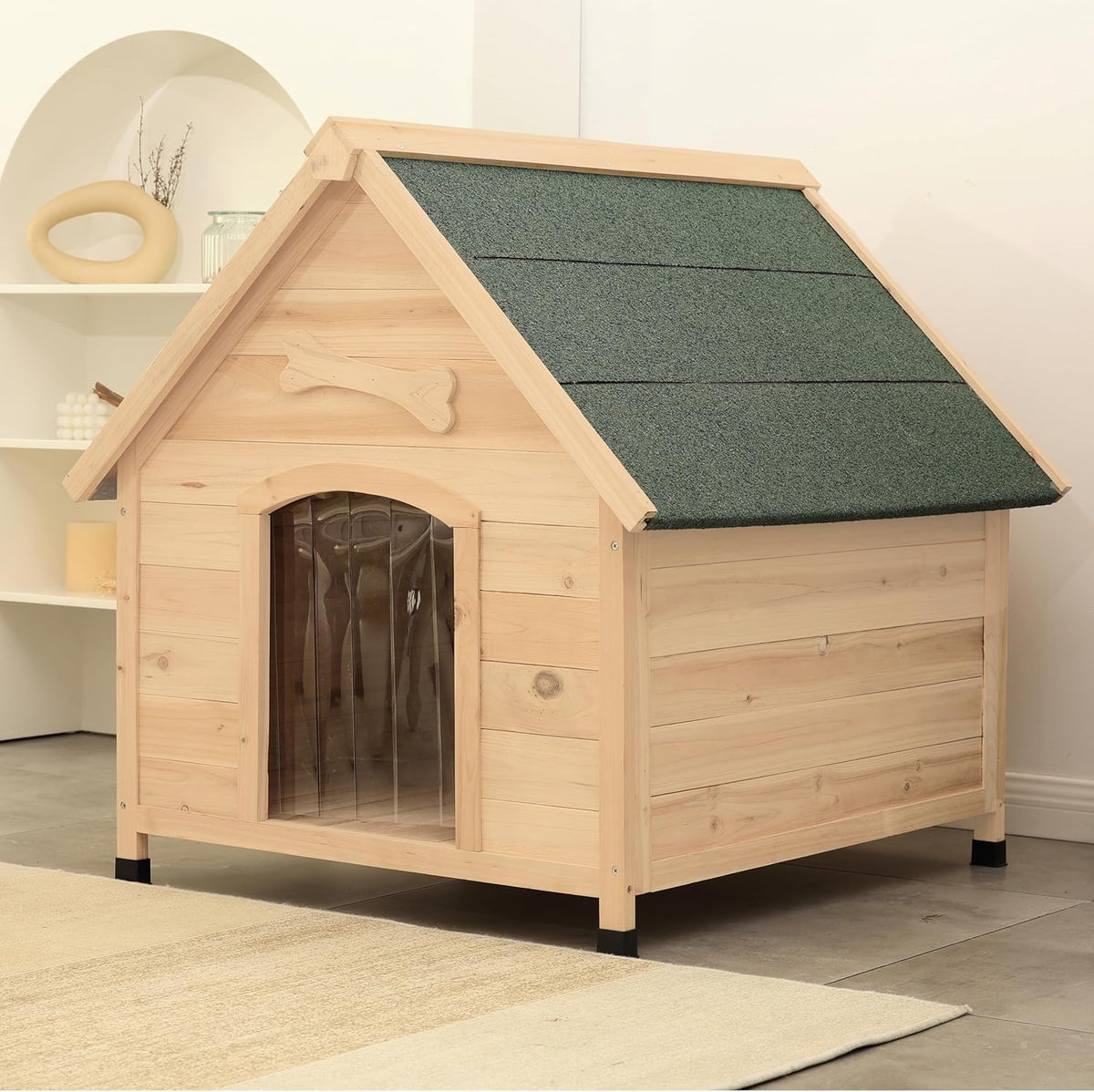 Solid Wood Dog House Comfortable Outdoor Shelter for Medium-Sized and Smaller Dog Sturdy, Durable