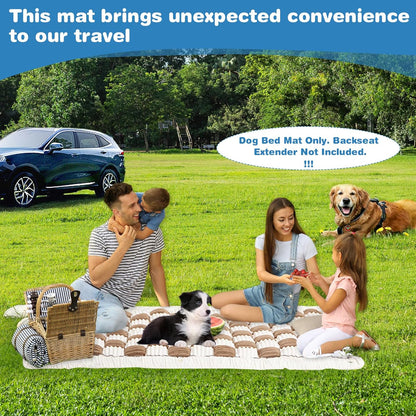 VClife Khaki Plaid Dog Car Bed Mat, Non-Slip Backseat Extender Pet Blanket, Washable Dog Bed Mat