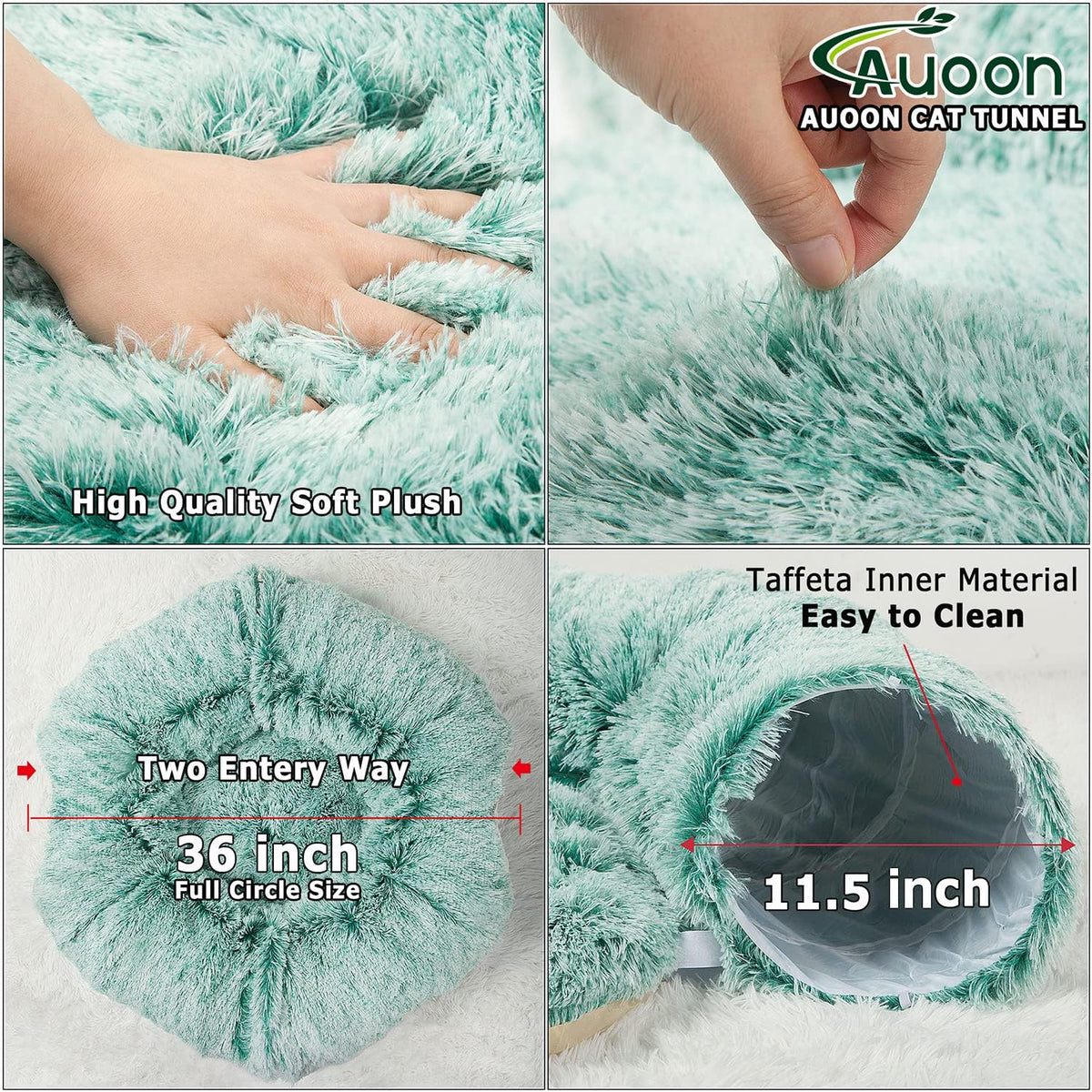AUOON Cat Tunnel Bed - Cat Donut Tunnel with Soft Plush Circle Cushion for Indoor Cats Kitten Kitty