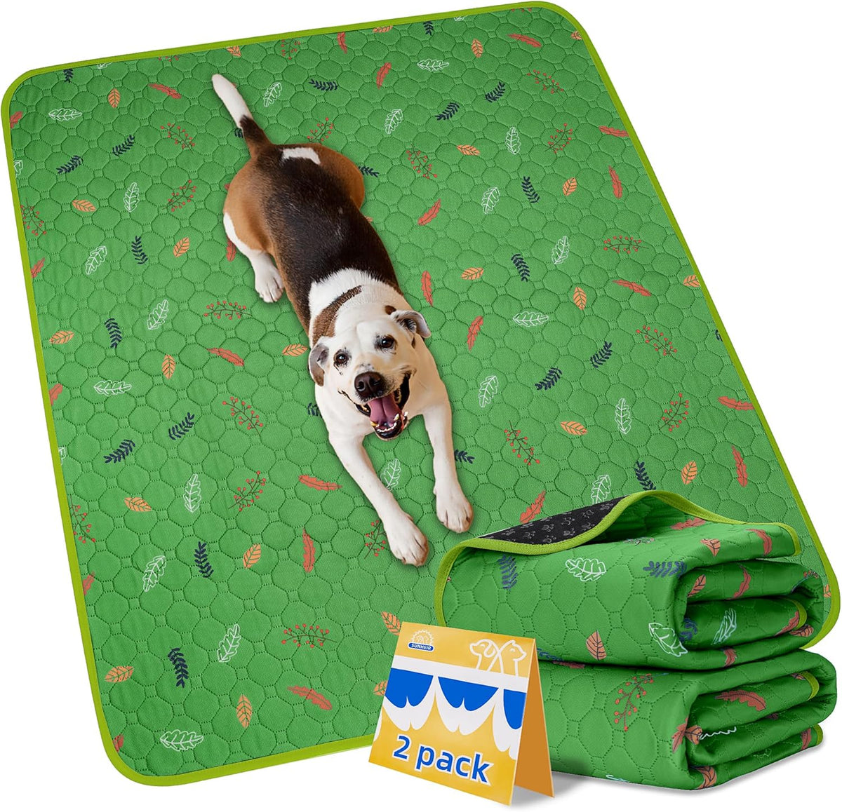 Sunheir Washable Pee Pads for Dogs Extra Large 48" x 60" 2-Pack, Reusable Puppy Pads Pet Training