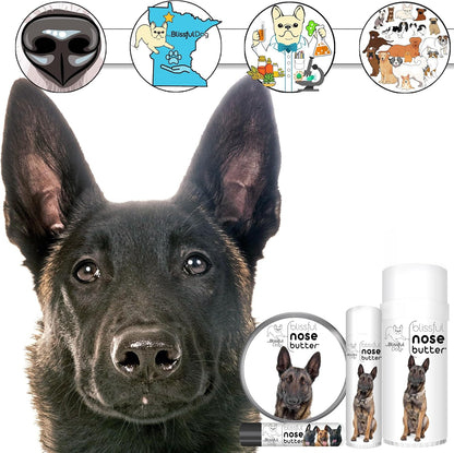 The Blissful Dog Belgian Malinois Nose Butter for Dry, Cracked Skin, Lick-Safe Dog Nose Balm with