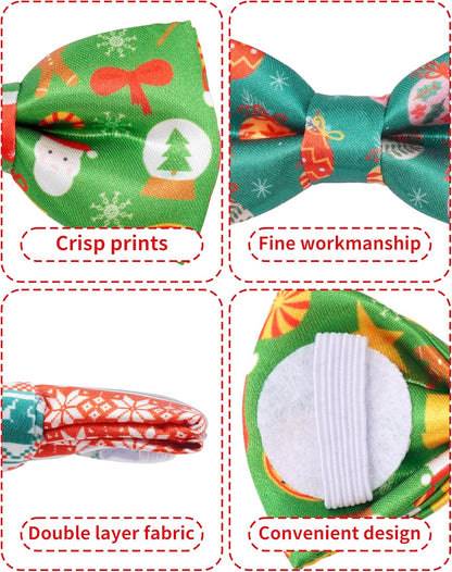 PET SHOW 10 Pack Christmas Big Dog Bow Ties for Large Medium Dogs Sliding Collar Attachments Xmas