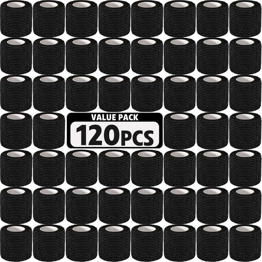 AZEN 120 Pack Self Adhesive Bandage Wrap Black, 2" X 5 Yards Black Athletic Tape, Vet Wrap, Ankle