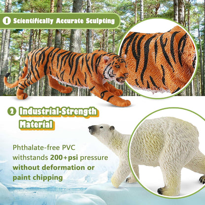 9 PCS Zoo Animal Toys for Kids 3-5 Realistic Plastic Wild Animal Figurine Toys Educational Learning