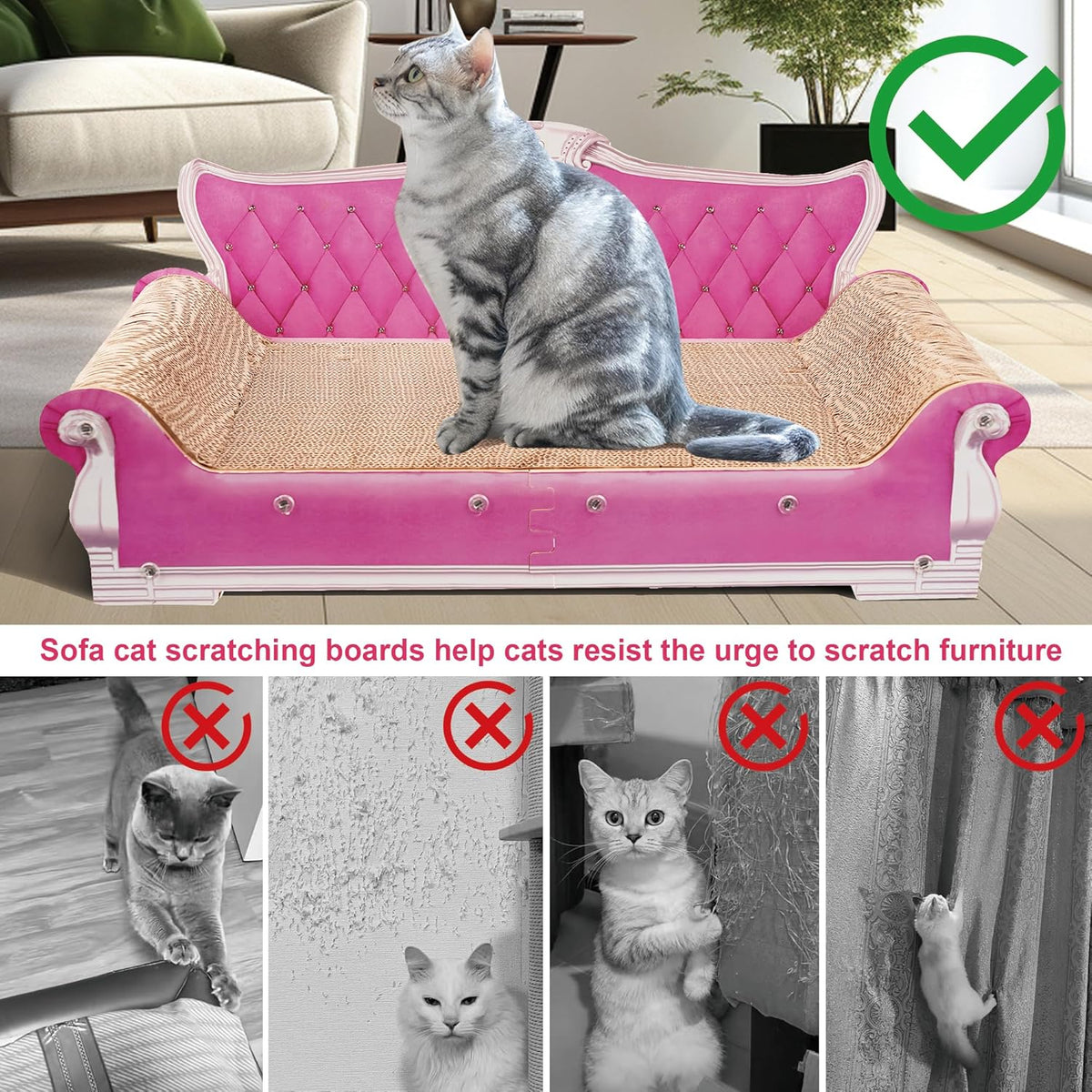 Scratching Sofa, Couch Shaped Thick Scratching Cardboard, Lounge Bed for Indoor Rest&Play, Sofa