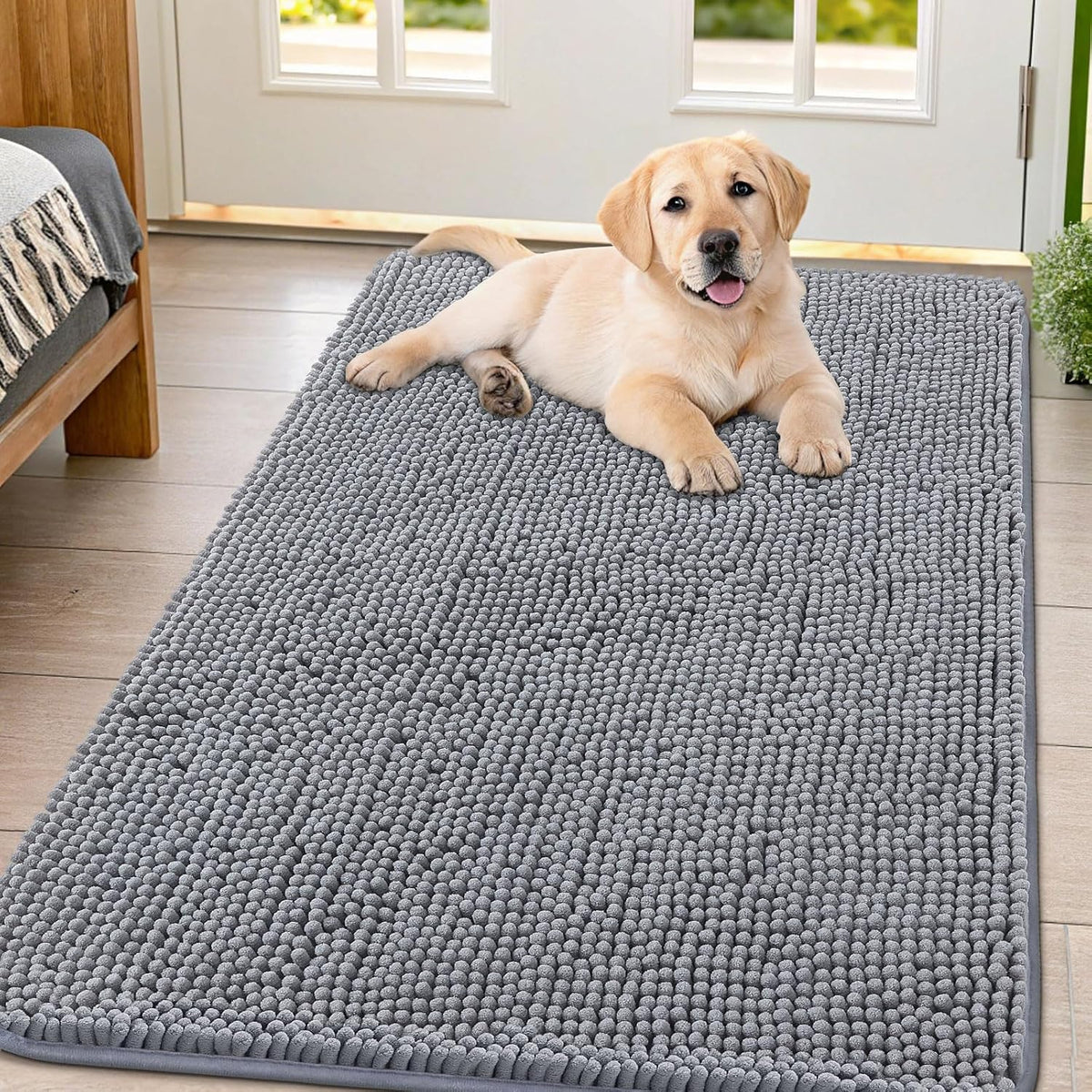 Smiry Dog Door Mat for Muddy Paws 47x32, Absorbs Moisture and Dirt Doormat, Non-Slip Washable Quick