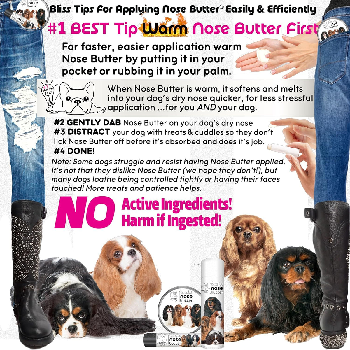 The Blissful Dog Cavalier King Charles Spaniel Nose Butter, Versatile Dog Nose Balm for Dry Nose