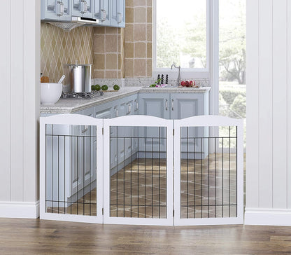 Spirich Freestanding Wire Pet Gate for Dogs, 60 inches Extra Wide, 30 inches Tall Dog Gate for The