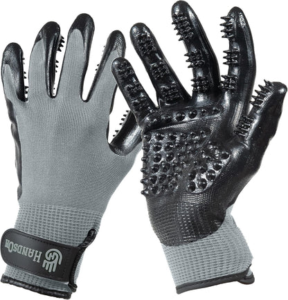 H HANDSON Pet Grooming Gloves - Patented #1 Ranked, Award Winning Shedding, Bathing, & Hair Remover