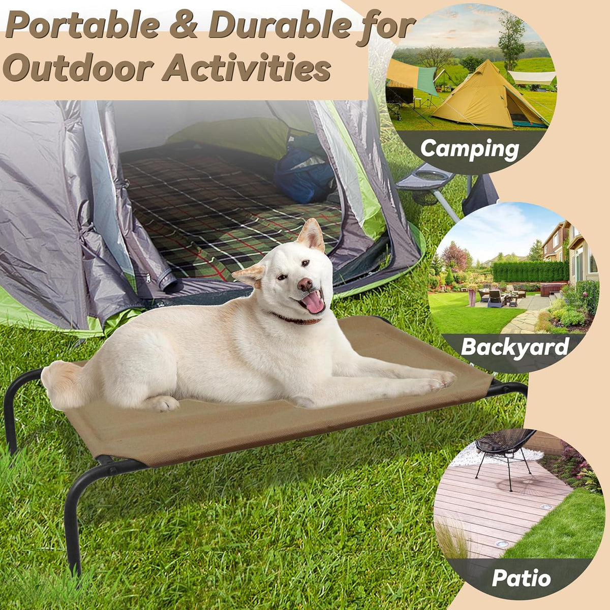 PHYEX Elevated Dog Bed for Large Dogs, Raised Dog Bed with Breathable Mesh, Non Slip, Easy to
