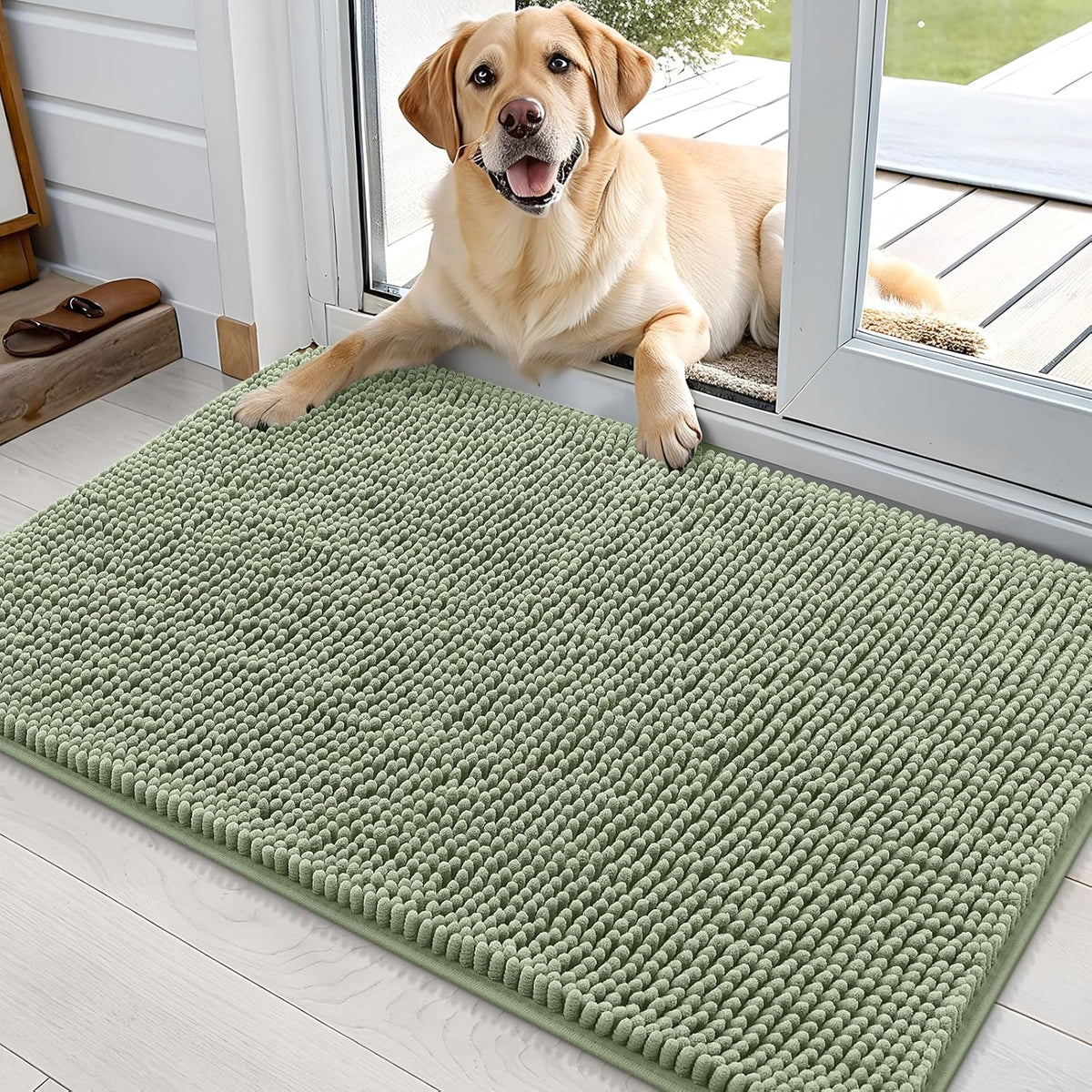 OLANLY Dog Door Mat for Muddy Paws 36x24, Absorbs Moisture and Dirt, Absorbent Non-Slip Washable